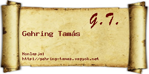 Gehring Tamás névjegykártya